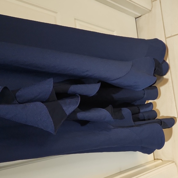 ZAC Zac Posen Janice Slit Ruffle Gown Navy - Picture 13 of 14